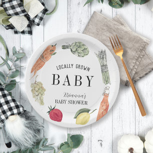 Locally Grown Farmers Market Baby Shower Paper Plate