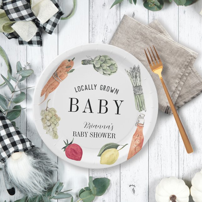 Locally Grown Farmers Market Baby Shower Paper Plate (Creator Uploaded)