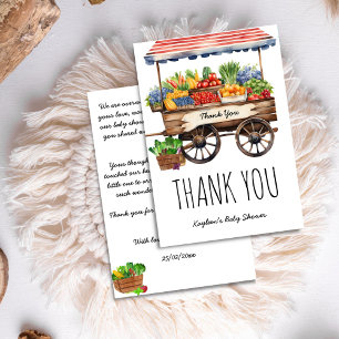 Locally grown farmers market baby shower thank you card