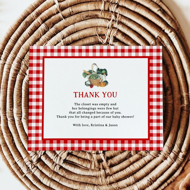 Locally Grown Farmers Market Baby Shower Thank You Card (Creator Uploaded)