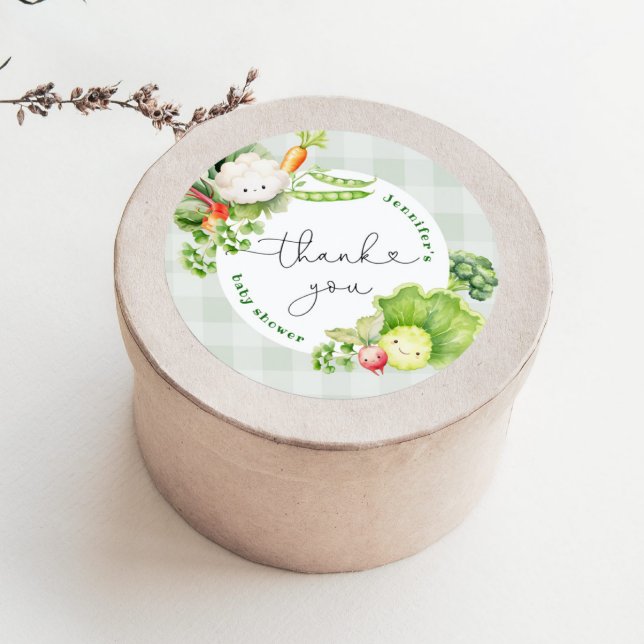 Locally grown Farmers market baby shower thank you Classic Round Sticker (Creator Uploaded)