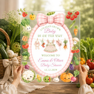 Locally Grown Farmer's Market Baby Shower Welcome Acrylic Sign