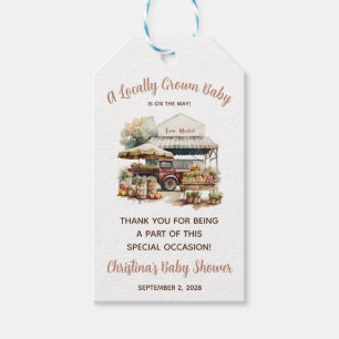 Locally Grown, Farmer's Market Baby Shower Welcome Gift Tags