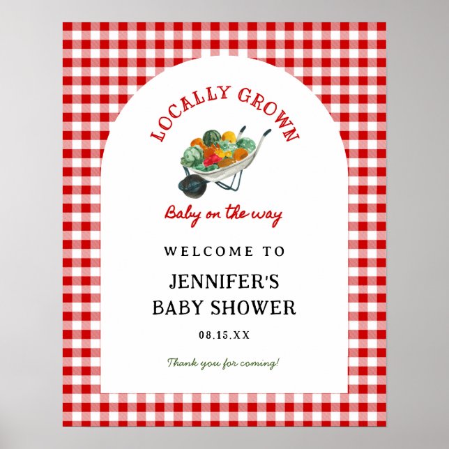 Locally Grown Farmer's Market Baby Shower Welcome Poster (Front)