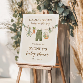 Locally Grown Farmer's Market Baby Shower Welcome Poster