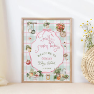 Locally Grown Farmers Market Baby Shower Welcome Poster
