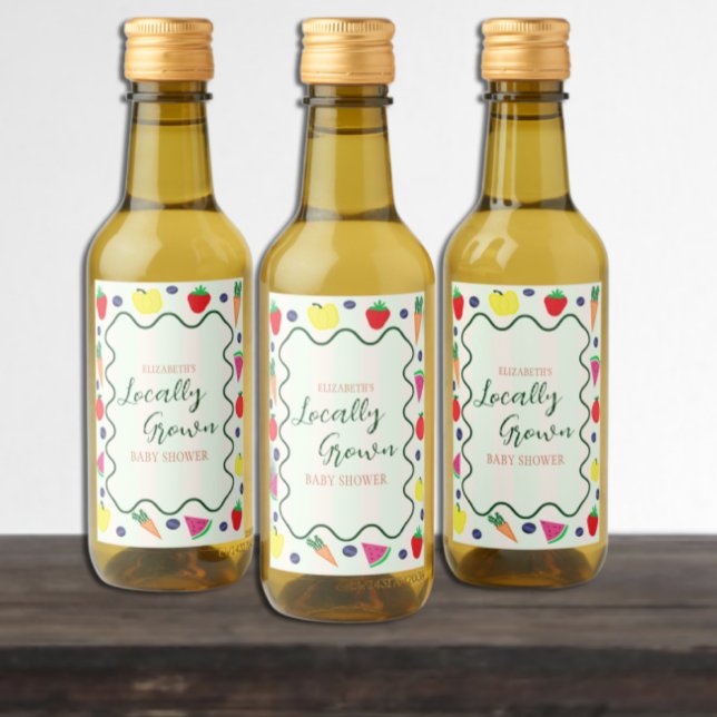Locally Grown Farmer's Market Baby Shower Wine Label (Creator Uploaded)