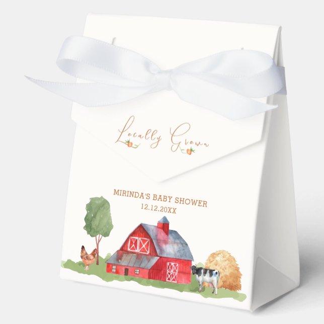 Locally Grown Farmers Market Barnyard Baby Shower Favour Box (Front)