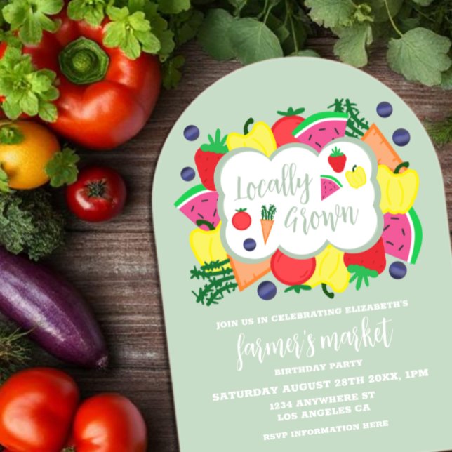 Locally Grown Farmer's Market Birthday Acrylic Invitations (Creator Uploaded)