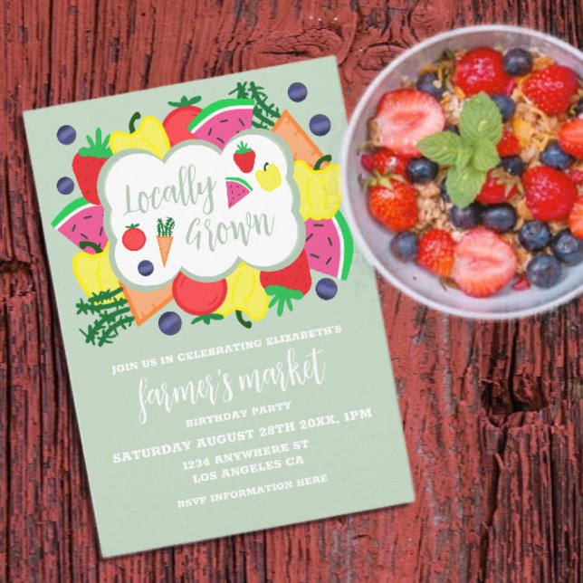 Locally Grown Farmer's Market Birthday Invitation (Creator Uploaded)