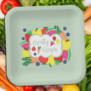 Locally Grown Farmer's Market Birthday Paper Plate