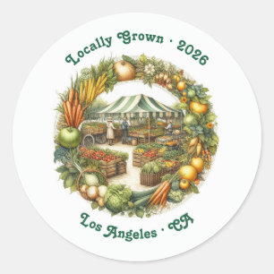 Locally Grown - Farmers Market Birthday Party Classic Round Sticker