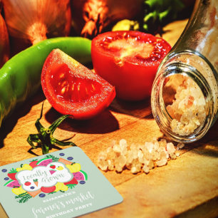 Locally Grown Farmer's Market Birthday Square Paper Coaster