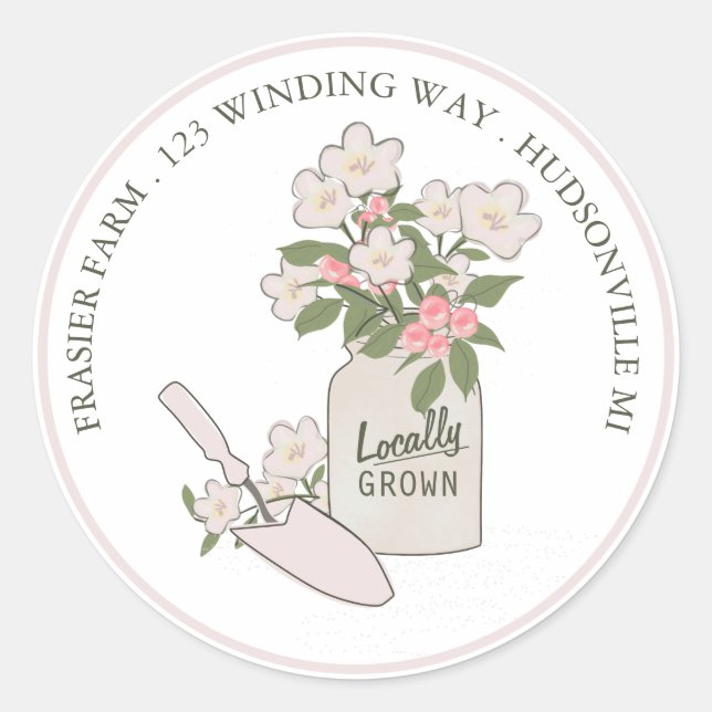 Locally Grown Farmers Market Blossoms Business Classic Round Sticker (Front)