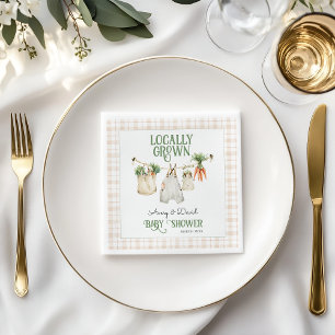 Locally Grown Farmers Market Boho Baby Shower Napkin
