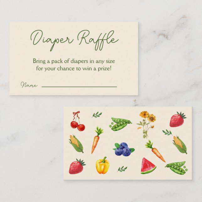 Locally Grown Farmers Market Diaper Raffle Enclosure Card (Front/Back)