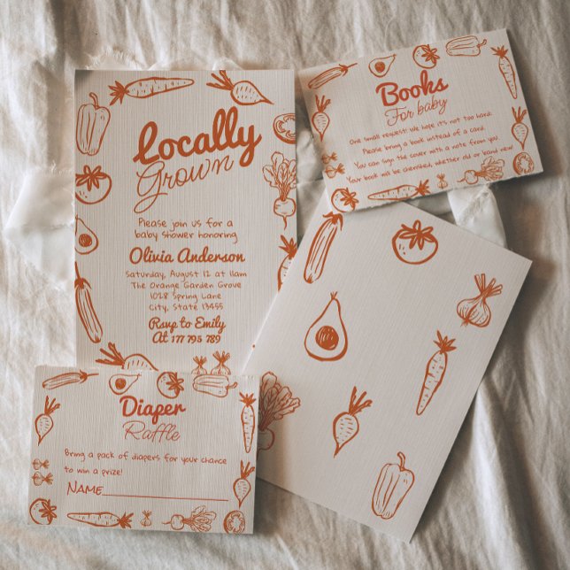 Locally Grown Farmer's Market Drawn Baby Shower In Invitation (Creator Uploaded)
