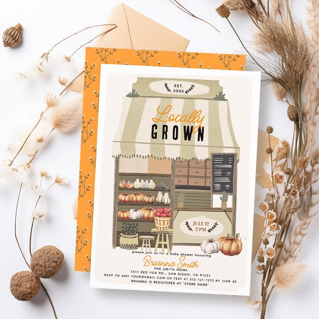 Locally Grown Farmers' Market Fall Baby Shower Invitation (Creator Uploaded)