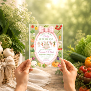 Locally Grown Farmer's Market Girl Baby Shower Acrylic Invitations