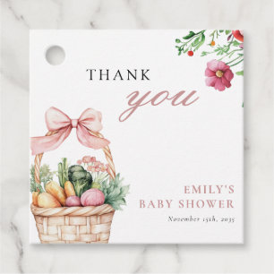 Locally Grown Farmers Market Girl Baby Shower Favour Tags