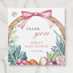 Locally Grown Farmers Market Girl Baby Shower Favour Tags