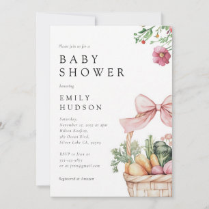 Locally Grown Farmers Market Girl Baby Shower Invitation
