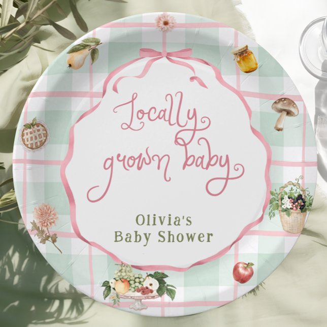 Locally Grown Farmer's Market Girl Baby Shower Paper Plate (Creator Uploaded)