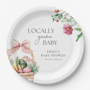 Locally Grown Farmers Market Girl Baby Shower Paper Plate
