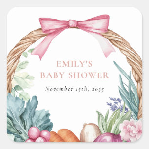 Locally Grown Farmers Market Girl Baby Shower Square Sticker