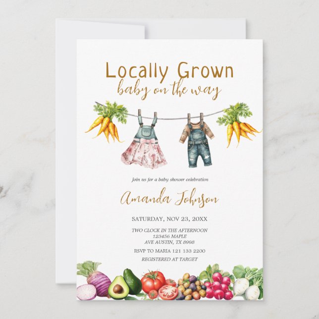  Locally Grown Farmers Market Stand Baby Shower  Invitation (Front)