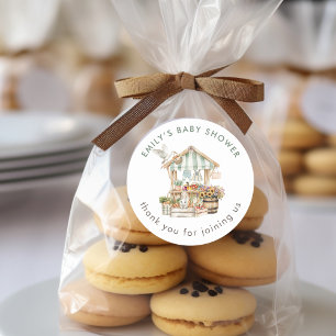 Locally Grown Farmers Market Thankyou Baby Shower Classic Round Sticker