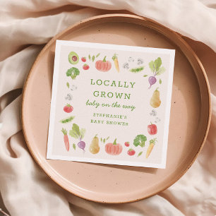 Locally Grown Farmer's Market Veggies Baby Shower Napkin