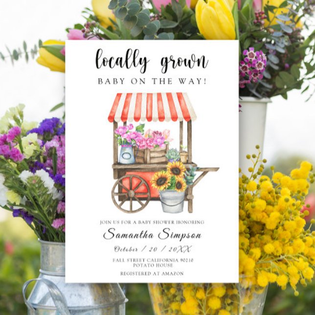 Locally Grown Flowers Farmers Market Baby Shower Invitation (Creator Uploaded)