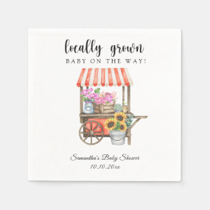 Locally Grown Flowers Farmers Market Baby Shower Napkin