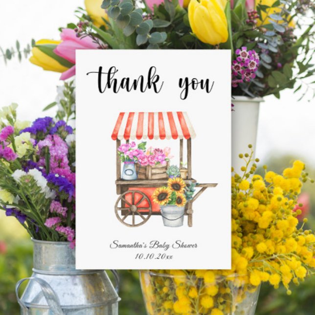 Locally Grown Flowers Farmers Market Baby Shower Thank You Card (Creator Uploaded)