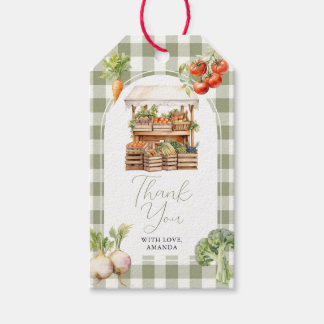 Locally Grown Fresh Market Baby Shower Gingham Gift Tags