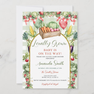 Locally Grown Fresh Market Baby Shower Gingham Invitation