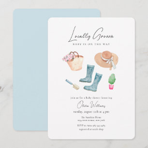 Locally Grown Gardening Rain Boots Baby Shower  Invitation