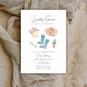 Locally Grown Gardening Rain Boots Baby Shower Invitation