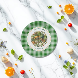Locally Grown - Gingham Market Harvest Birthday Paper Plate