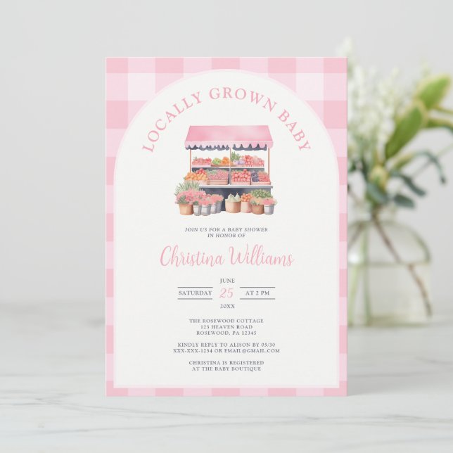 Locally Grown Girl Baby Shower Invitation (Standing Front)