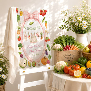 Locally Grown Girl Baby Shower Welcome Acrylic Sign