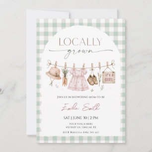 Locally Grown Girl Clothesline Baby Shower Invitation