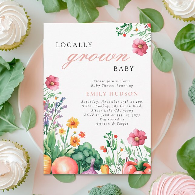 Locally Grown Girl Farmers Market Baby Shower Invitation (Creator Uploaded)