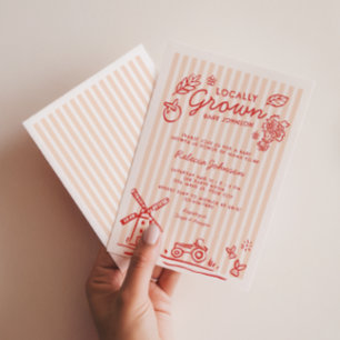 Locally Grown Girls Baby Shower Invitation