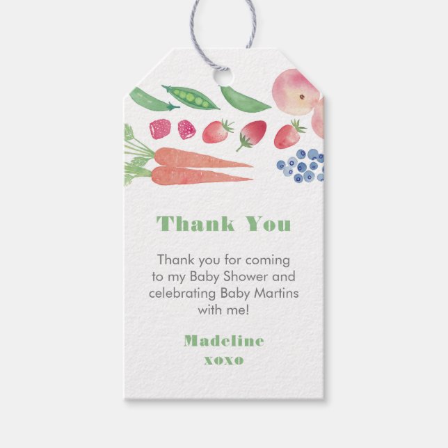 Locally Grown Green & White Baby Shower Favour Tag (Front)