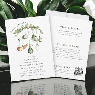 Locally Grown Greenery Vegetable Baby Shower Invitation