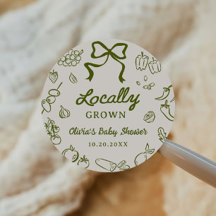 Locally Grown Hand Drawn Baby Shower Classic Round Sticker