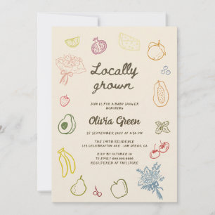 Locally Grown Hand Drawn Baby Shower Invitation
