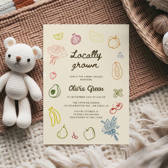 Locally Grown Hand Drawn Baby Shower Invitation (Creator Uploaded)